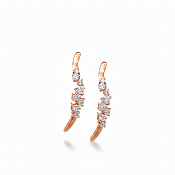 10K Rose Gold Diamond Ear Crawler Stud Earrings