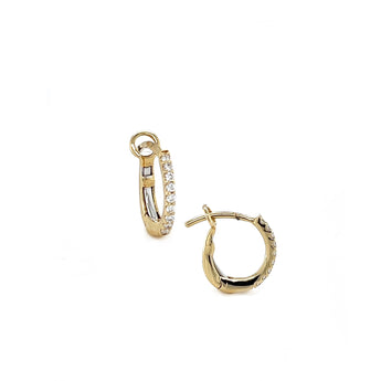 14K Yellow Gold Petite Pave Diamond Huggie Hoop Earrings