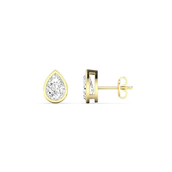 14K Lab Grown Diamond Pear Solitaire Bezel Stud Earrings