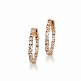 14K Rose Gold Diamond Inside Out Hoops