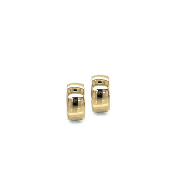 14K Yellow Gold Classic Wide Huggie Hoops