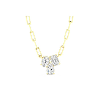 14K Yellow Gold Lab-Grown Diamond Cluster Necklace