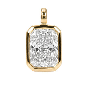 18K Yellow Gold Plated Silver 1.00ct Radiant-Cut Lab-Grown Diamond Bezel Set Pendant