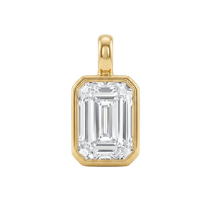 18K Yellow Gold Plated Sterling Silver 1.00ct Emerald-Cut Lab-Grown Diamond Bezel Set Pendant
