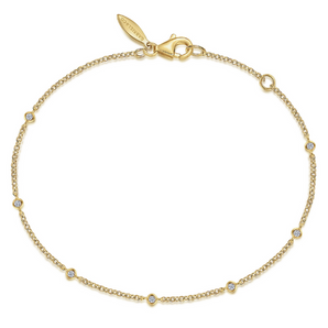 Gabriel & Co. 14K Yellow Gold Diamond Stations Chain Bracelet