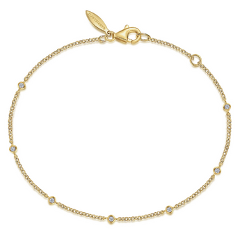 Gabriel & Co. 14K Yellow Gold Diamond Stations Chain Bracelet