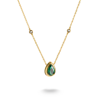 Thomas Sabo Elyndra Gold-Plated Necklace with Green Teardrop Stone