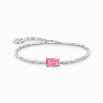 THOMAS SABO x HARIBO: Sterling Silver Cubic Zirconia Tennis Bracelet with Pink Goldbear