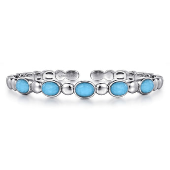 Gabriel & Co. 925 Sterling Silver Rock Crystal Turquoise Bangle
