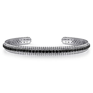Gabriel & Co. 925 Sterling Silver Black Spinel Bujukan Bead Cuff Bracelet