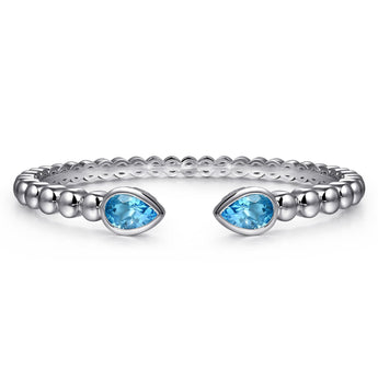 Gabriel & Co. 925 Sterling Silver Bujukan and Pear Shape Blue Topaz Split Bangle Bracelet