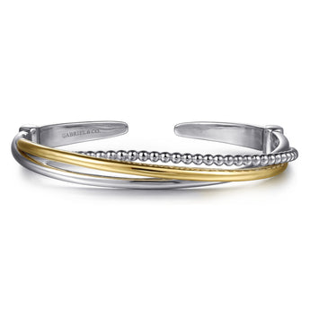 Gabriel & Co. 925 Sterling Silver and 14K Yellow Gold Bujukan Twisted Bangle Bracelet