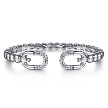 Gabriel & Co. 925 Sterling Silver Bujukan and White Sapphire Open Bangle Bracelet