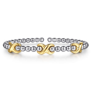Gabriel & Co. 14K Yellow Gold and 925 Sterling Silver Bujukan Station Bangle