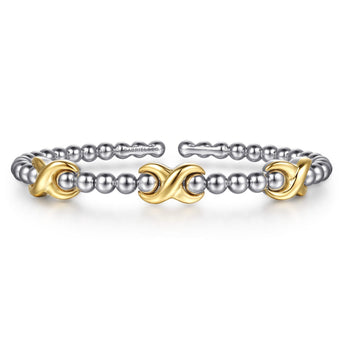 Gabriel & Co. 14K Yellow Gold and 925 Sterling Silver Bujukan Station Bangle