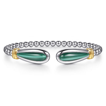 Gabriel & Co. 14K Yellow Gold and 925 Sterling Silver Bujukan Bangle with Malachite