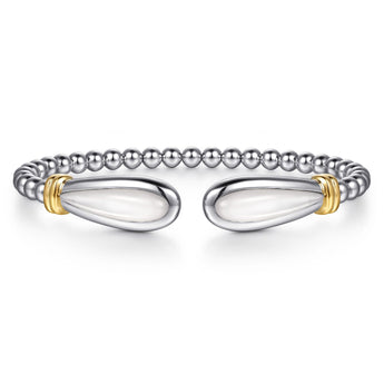 Gabriel & Co. 14K Yellow Gold and 925 Sterling Silver Bujukan Bangle with White Mother of Pearl