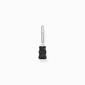 THOMAS SABO X HARIBO: Silver Single Hoop Earring with Black Goldbears Pendant & Zirconia