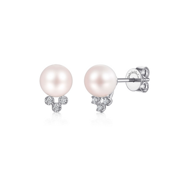 Gabriel & Co. 14K White Gold Diamond and Pearl Stud Earrings