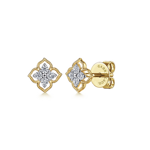 Gabriel & Co. 14K Yellow Gold Clover Diamond Stud Earrings