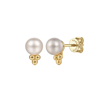Gabriel & Co. 14K Yellow Gold Pearl Bujukan Stud Earrings