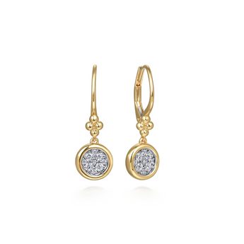 Gabriel & Co. 14K White and Yellow Gold Diamond Cluster Bujukan Lever Back Earrings