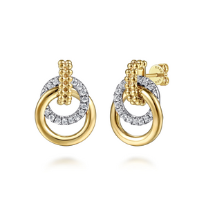 Gabriel & Co. 14K White & Yellow Gold Bujukan Diamond Stud Earrings