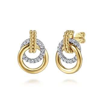 Gabriel & Co. 14K White & Yellow Gold Bujukan Diamond Stud Earrings