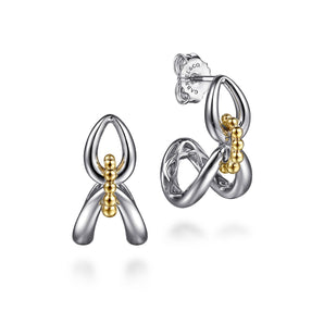 Gabriel & Co. Sterling Silver and 14K Yellow Gold Bujukan Link J Hoop Earrings