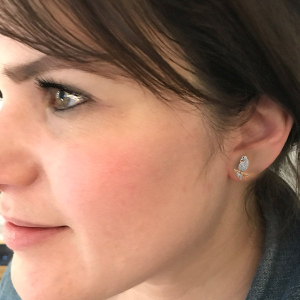 14k Diamond Pave Bird Earrings