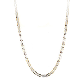 Estate 10K Two Tone Gold 18.25 Inch Fancy Flat Bar Link Chain
