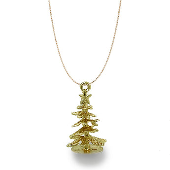 Estate 10K Yellow Gold Christmas Tree Charm Pendant