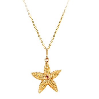 Estate 10K Yellow Gold Textured Starfish Charm Pendant