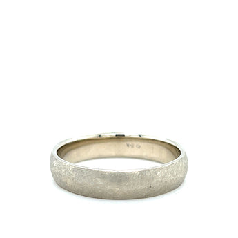 Estate 14K White Gold 5mm Half Round Band Ring with Textured Finish