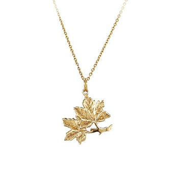Estate 14K Yellow Gold Double Maple Leaf Charm / Pendant