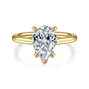 Gabriel & Co. Aure 14K Yellow Gold Pear Shape Solitaire 0.06ctw Diamond Engagement Ring