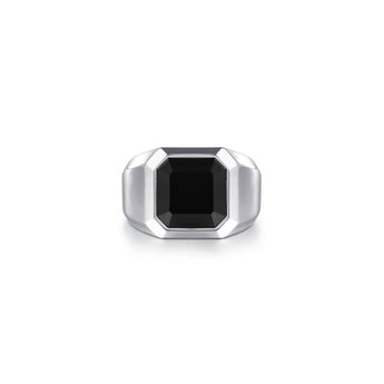 Gabriel & Co. Men's Sterling Silver Onyx Signet Ring