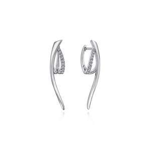 Gabriel & Co. Sterling Silver Twisted White Sapphire Huggies