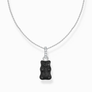 THOMAS SABO X HARIBO: Silver Necklace with Black Goldbear Pendant & Zirconia, 40-45cm