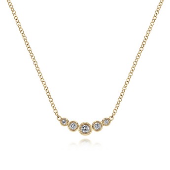 Gabriel & Co. 14K Yellow Gold Curved Diamond Bar Necklace