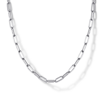 Gabriel & Co. 14K White Gold Hollow Paperclip Chain Necklace