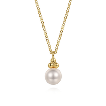 Gabriel & Co. 14K Yellow Gold Pearl Bujukan Drop Pendant Necklace