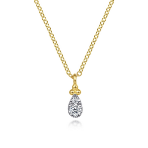 Gabriel & Co. 14K Yellow Gold Diamond Bujukan Teardrop Pendant Necklace