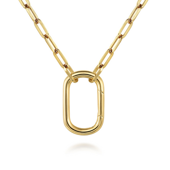 Gabriel & Co. 14K Yellow Gold Chain Necklace with Rectangle Drop