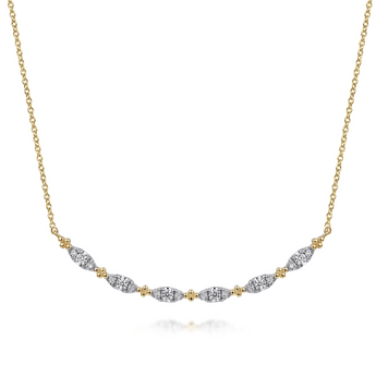 Gabriel & Co. 14K Yellow Gold Curved Bujukan Bar Diamond Necklace