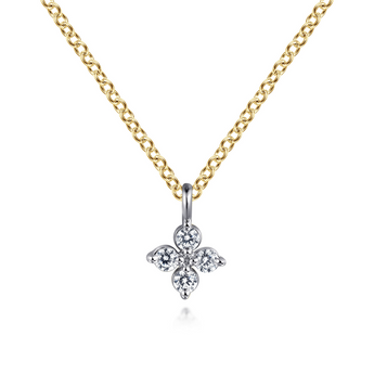 Gabriel & Co. 14K Yellow & White Gold Diamond Flower Shape Pendant Necklace