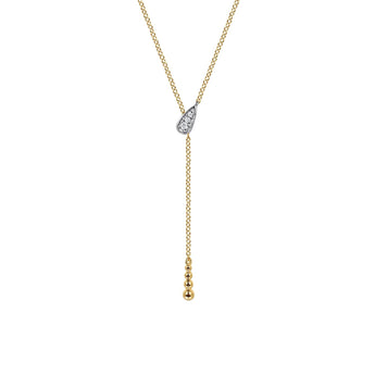 Gabriel & Co. 14K White Yellow Gold Diamond Y Necklace