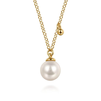 Gabriel & Co. 14K Yellow Gold Pearl Drop Pendant Necklace