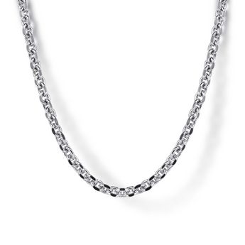 Gabriel & Co. 22 Inch 925 Sterling Silver Solid Mens Link Chain Necklace