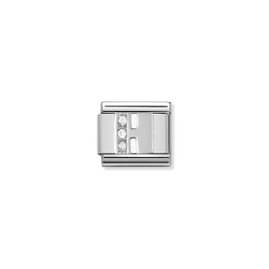 Nomination Italy Composable Classic ALPHABETH stainless steel Cub. zirc and 925 sterling silver H